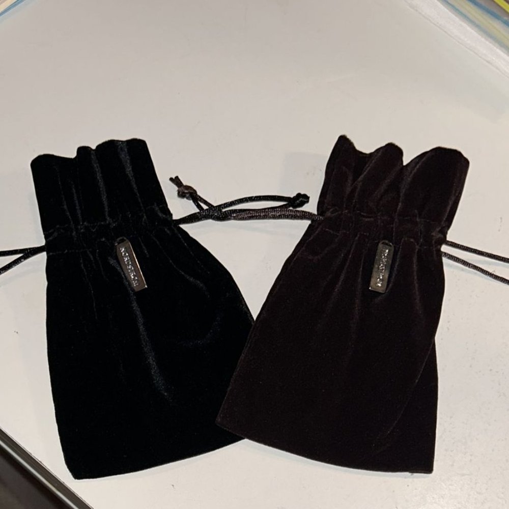 Authentic Nordstrom Black and Brown Velvet Jewelry Drawstring Pouches (2 pieces)